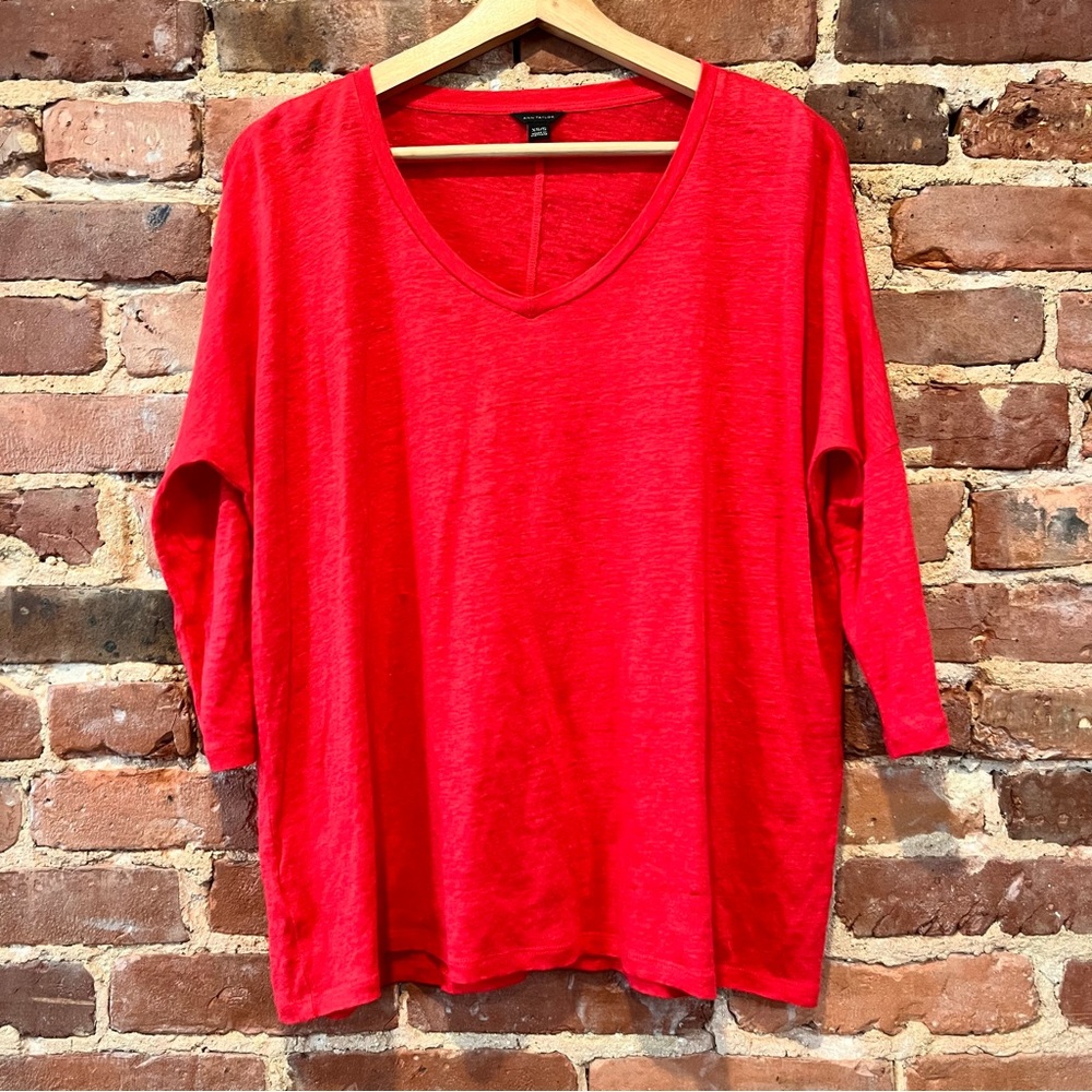 Ann Taylor 100% Linen Blouse 3/4 Blouse XS/S Pink Drapey